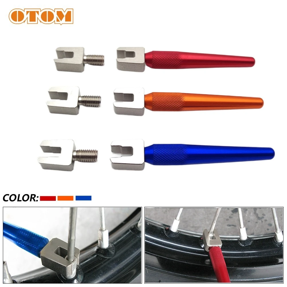 OTOM Adjusting Spoke Tension Motorcycle Spokes Wrench Set With 2 Pieces Hardened Tips Machinery Repair Double Ended Onboard Tool