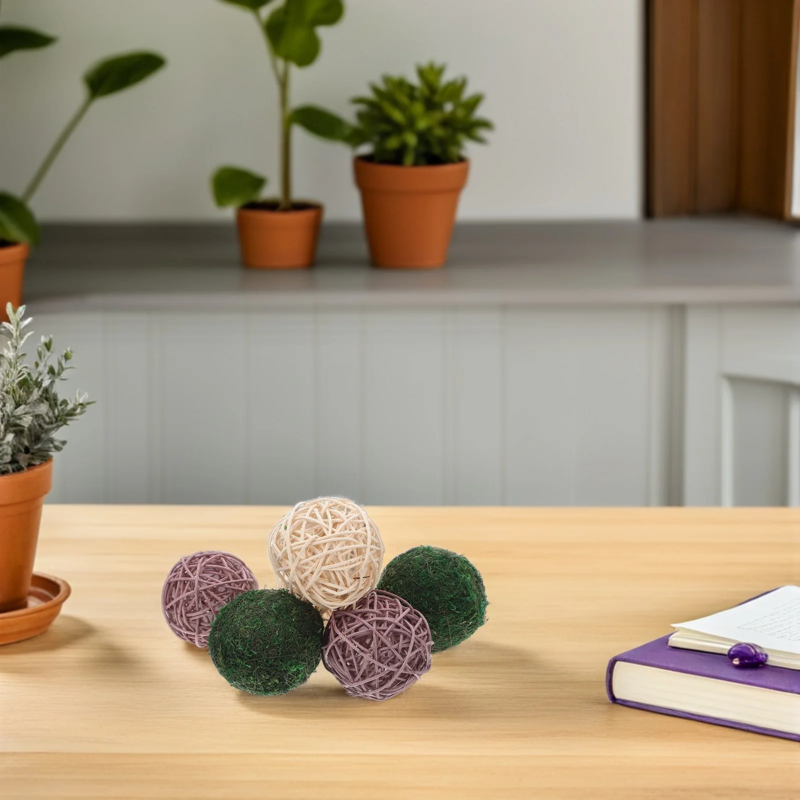 

6Pcs Natural Handwoven Rattan Balls Decorative Rustic Grass Spheres 7Cm Vase Bowl Fillers Home Decor Table Centerpieces