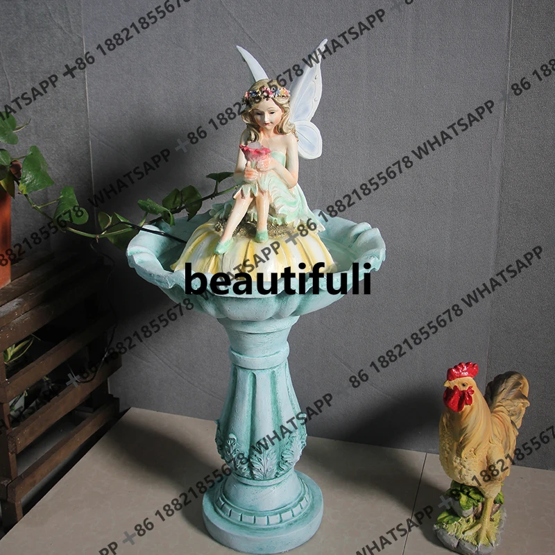 European-style garden fountain water feature, living room, flowing water lucky decoration, gift-giving ornaments