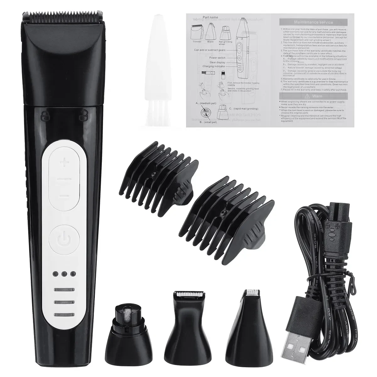 4 In1 Professional Pet Foot Hair Trimmer Dog Growing Clipper USB Rechargeable Butt Ear Eyes Hair Cutter Remover Low-noise