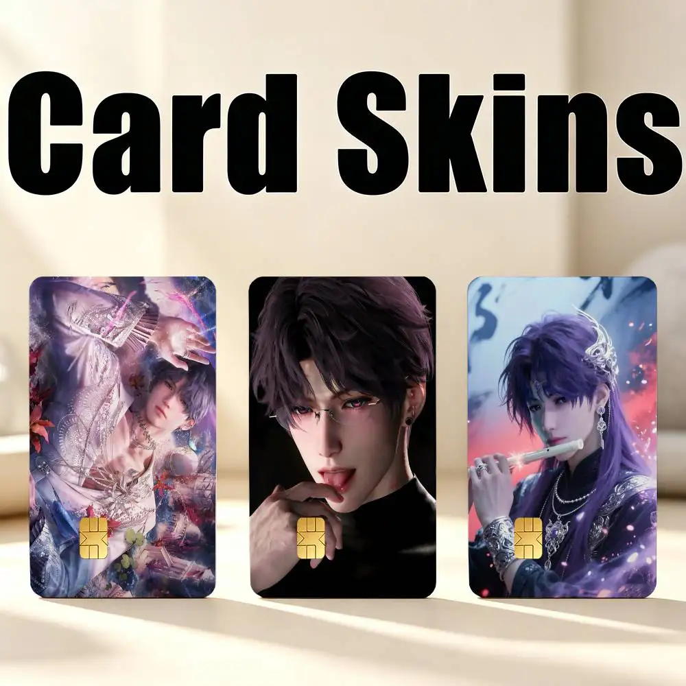 R-Rafayel L-Love and Deepspace 1Set 4Pcs Waterproof Card Skin Stickers for Credit Bus IC Cards