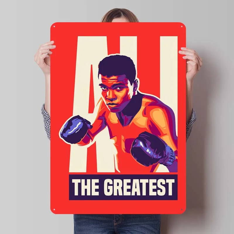 Muhammad Ali Boxing Sports Metal Posters Wall Art Mural Custom Metal Tin Signs for Wall Art Decoration Gamer Room Decoration