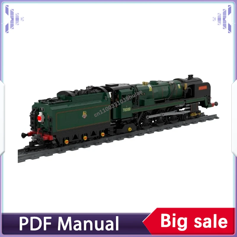 Desktop Railway Collection MOC Building Blocks, Classic Vintage Steam Locomotive, Retro Heavy Rail Engine DIY Brick Set