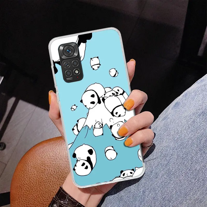 الكرتون لطيف الباندا الدب قضية الهاتف ل Xiaomi Redmi ملاحظة 14 13 12 11 برو زائد 12S 11S 10s 10 11E 11T 9S 9 Coque شل غطاء 12 1