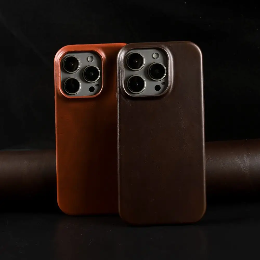 Magnetic Genuine Leather Case For iphone 16 Pro Max 15Pro 14 13 11 12Pro Wireless Charge Magnet Magsafe Cover Shockproof Coque