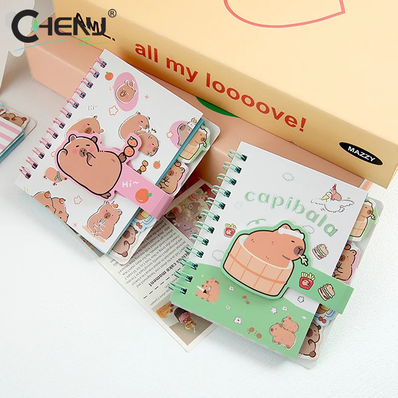 Cute Capybara Coil Book A7 Loose-Leaf Notebook Notepad Learn Stationery Planner Diary Weekly Planner School Supplies Gifts