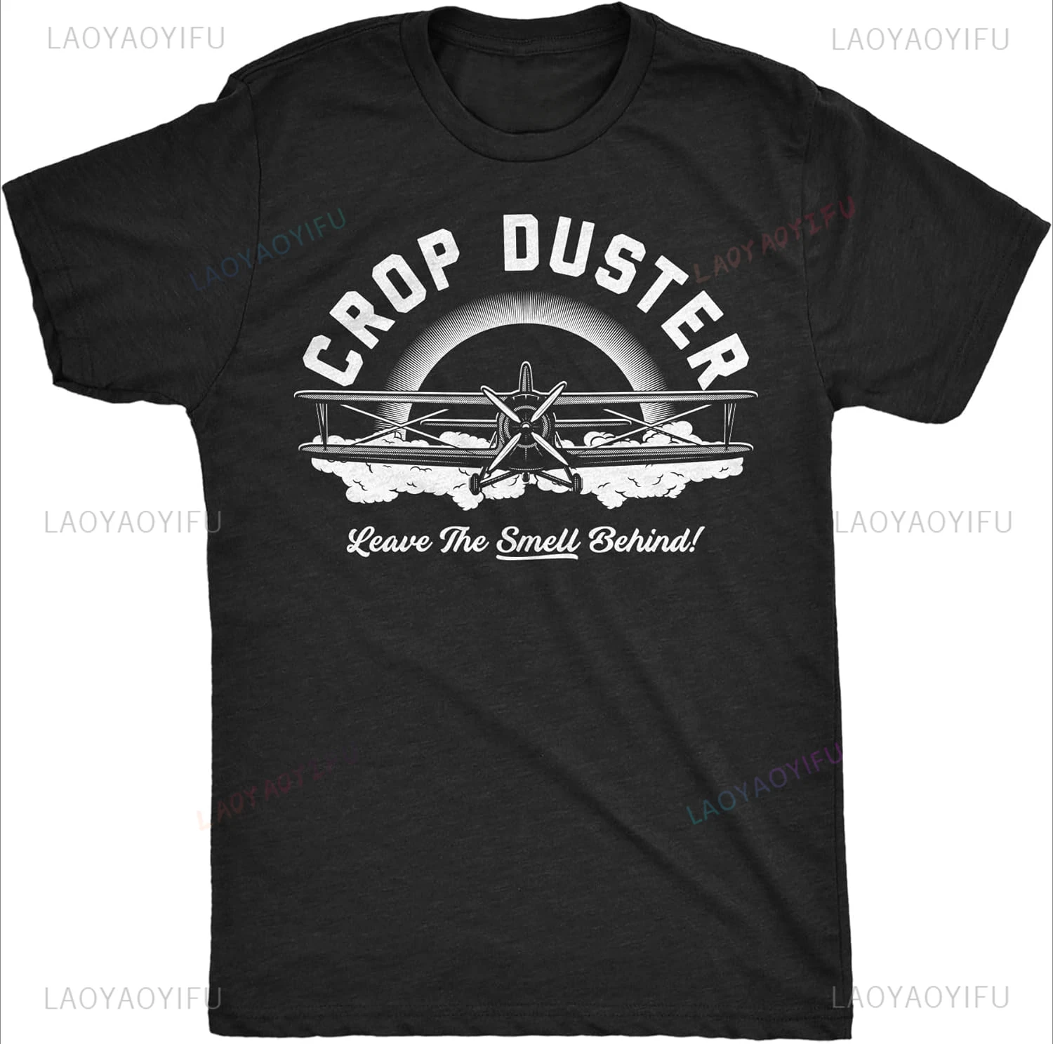 Crop Duster Airplane Leave The Smell Behind Funny T Shirt Fart Joke Guys Casual Fashion Loose Streetwear Hip Hop Harajuku Tees