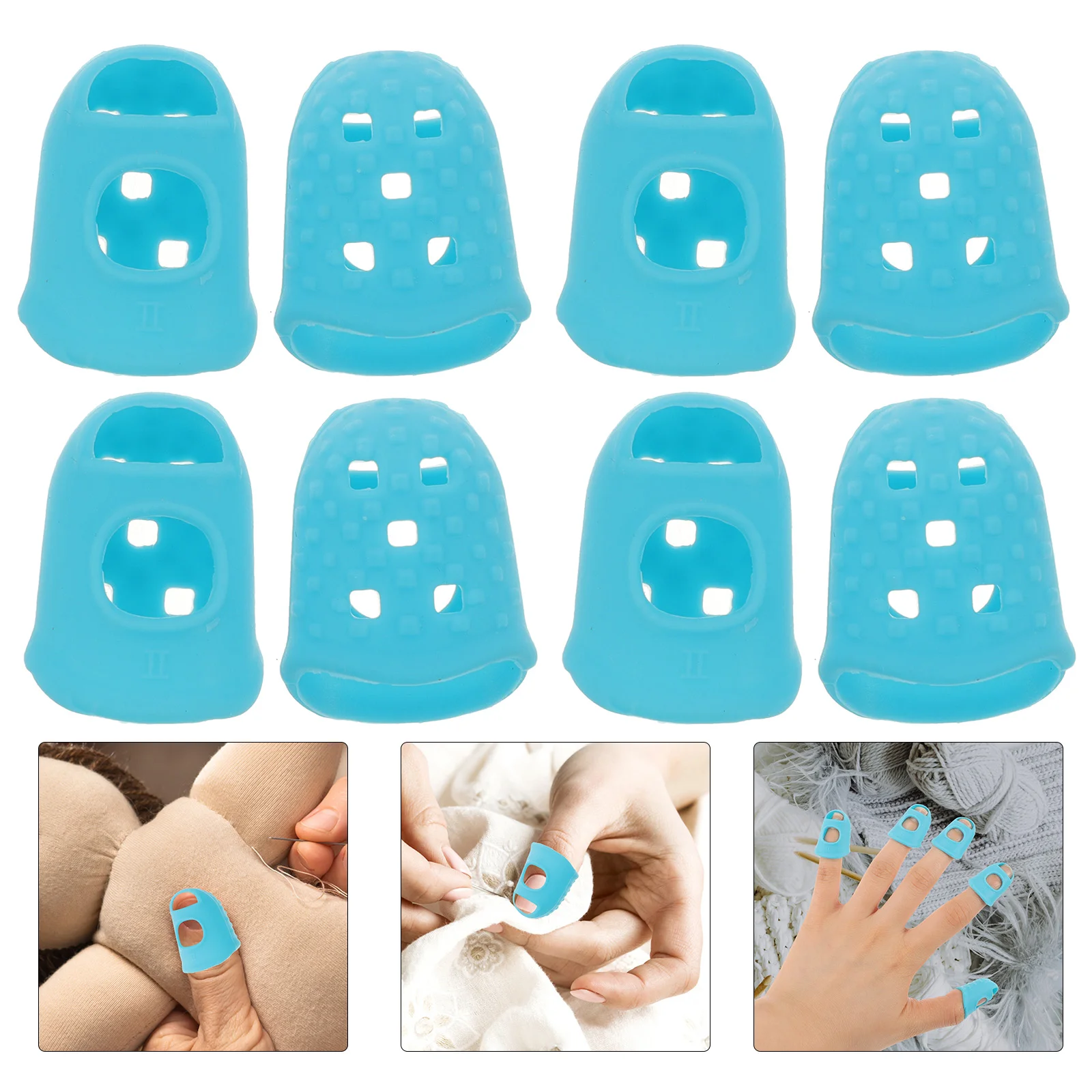 10 Pcs Cross Stitch Sewing Finger Cots Silicone Caps Learning Embroidery Supplies Protector Guards Blue Resistant Sleeves Baby