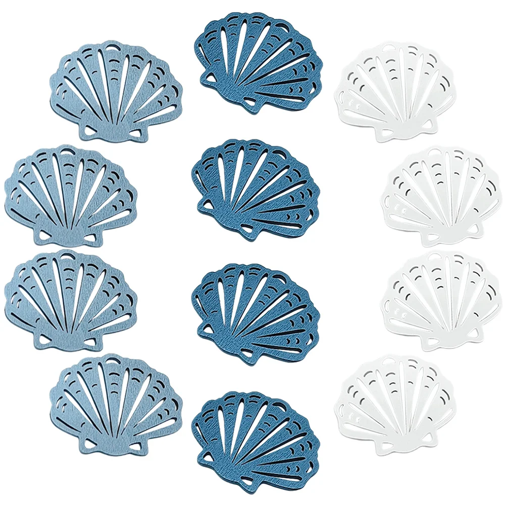 

12pcs Wood Scallop Decor Mediterranean Themed Wall Art For Home Living Room Bedroom Bathroom Cafe Hotel Coastal