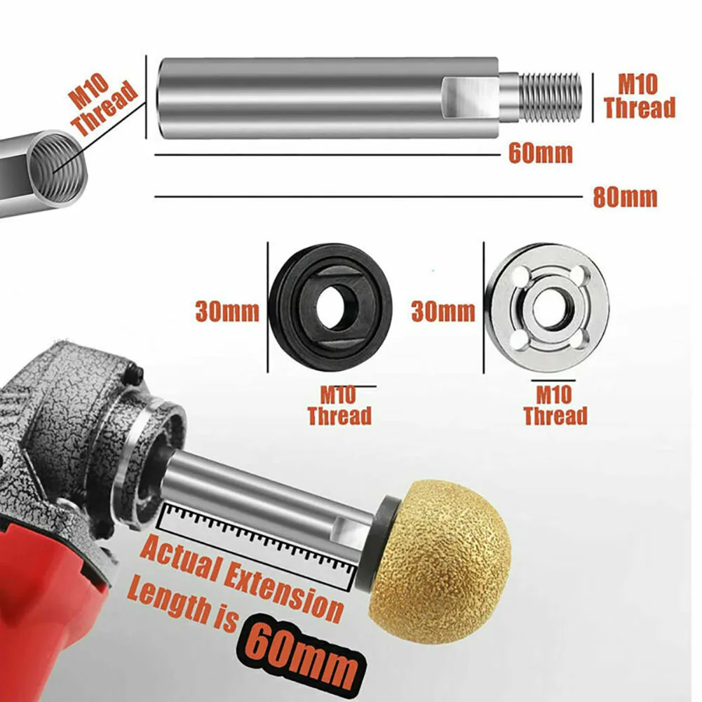 1/3 pz 80mm smerigliatrice angolare estensione biella M10 filettatura adattatore albero di estensione casa accessori di ricambio per utensili elettrici