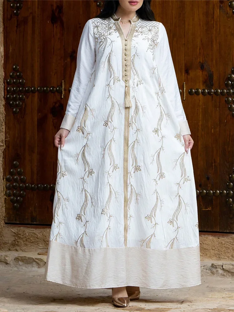 

Ид женское платье с вышивкой Абая мусульманский Рамадан Vestidos Largos блестки Джалабия вечерние платья Дубай длинный халат кафтан ислам 2026