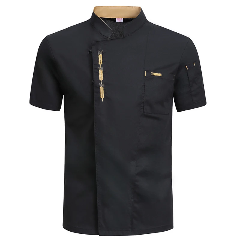 Casaco Chef elegante masculino, Restaurante Cozinha Cozinheiro Brasão, Uniforme Garçom