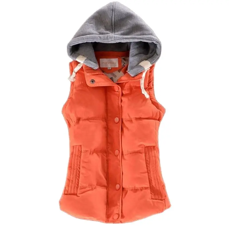 2024 Spring Woman Hot Sale Warm Down Vests Female Hot Sale Thick Vest Women Removable Hooded Doudoune Abajo Waistcoat Parkas