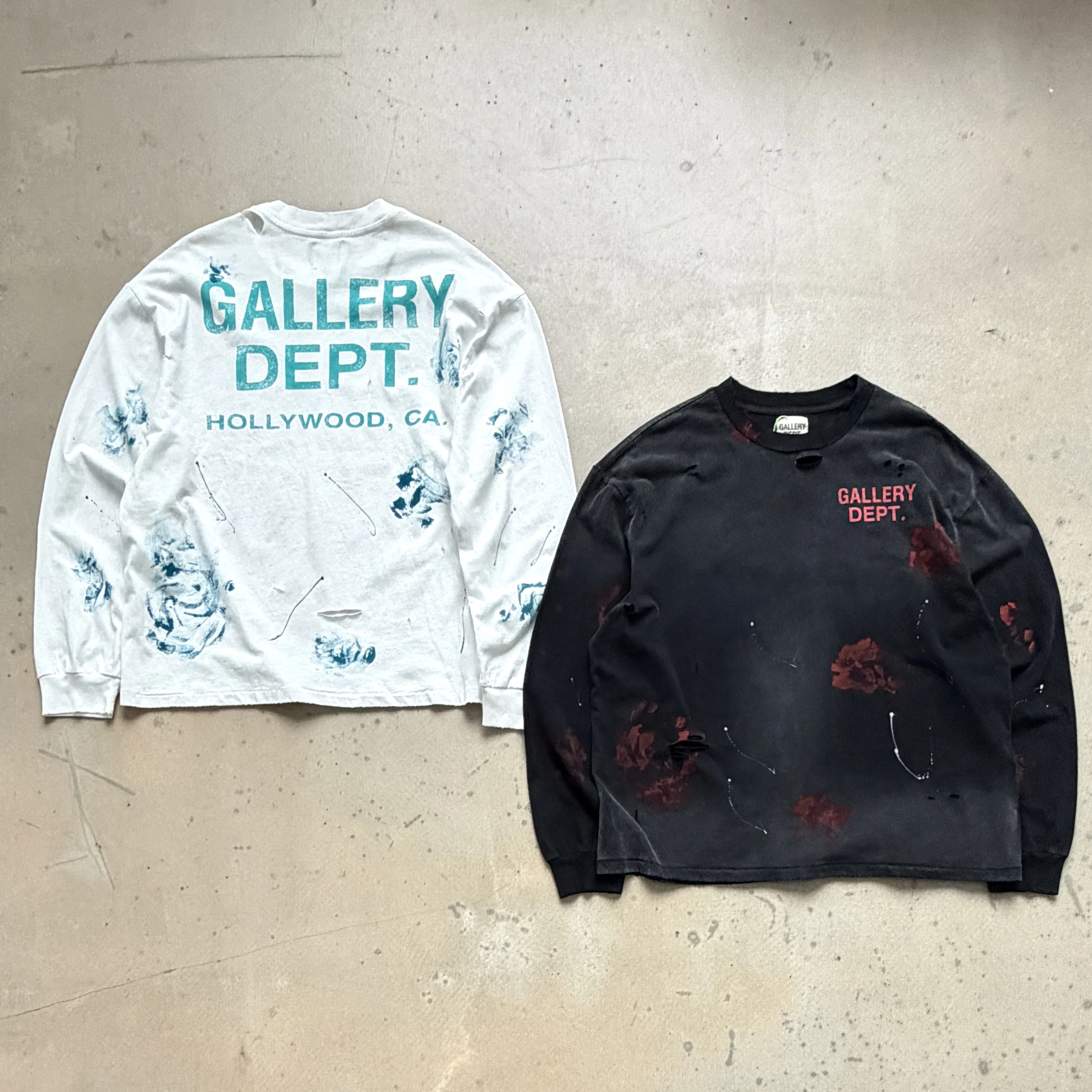 High Quality Designer GALLERY DEPT Long sleeved T-shirt 100% cotton men's and women's Vintage Printed High Street Trendy Fashion Hip Hop T-shirt