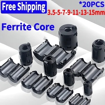 20pcs 3.5/5/7/9/11/13/15mm EMC ring core ferrite bead clamp black magnetic snap for choke coil ferrite filter clip cable