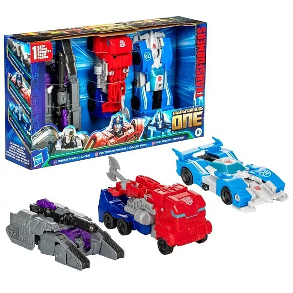 In Stock Original Hasbro Transformers One Megatron Optimus Prime Autobot Mirage Iron Fortress Racing 3 Pack Action Figures Gifts