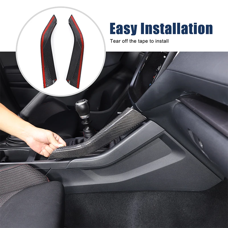 

For 22+ Subaru WRX center console gearbox side trim strips, real carbon fiber 2-piece set, car center console accessories