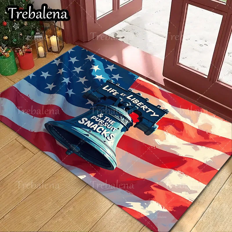 

1pc Welcome Door Mat American Flag Liberty Bell Snacks Doormat For Home Decor