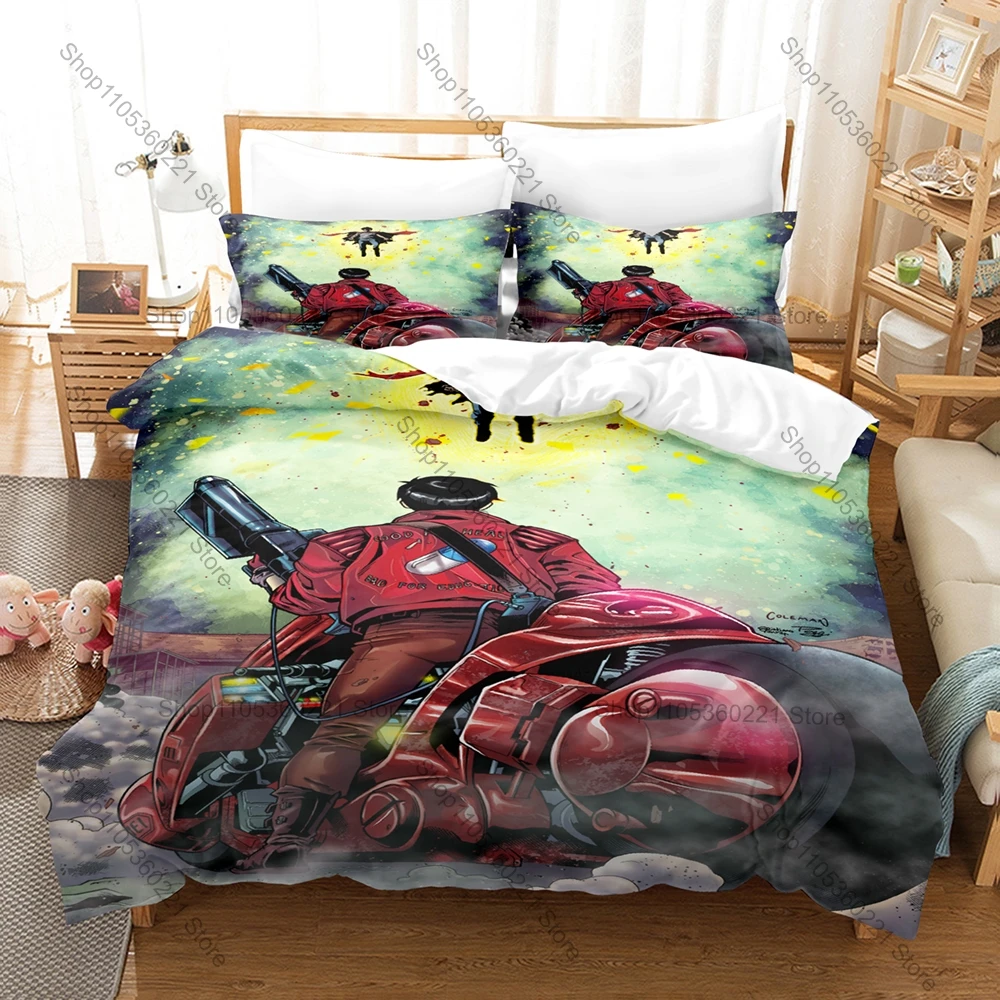 Cool Red Black Generic Retro Bike Silhouette Duvet Cover Set 1 Duvet Cover + 2 Pillowcases Soft Microfiber