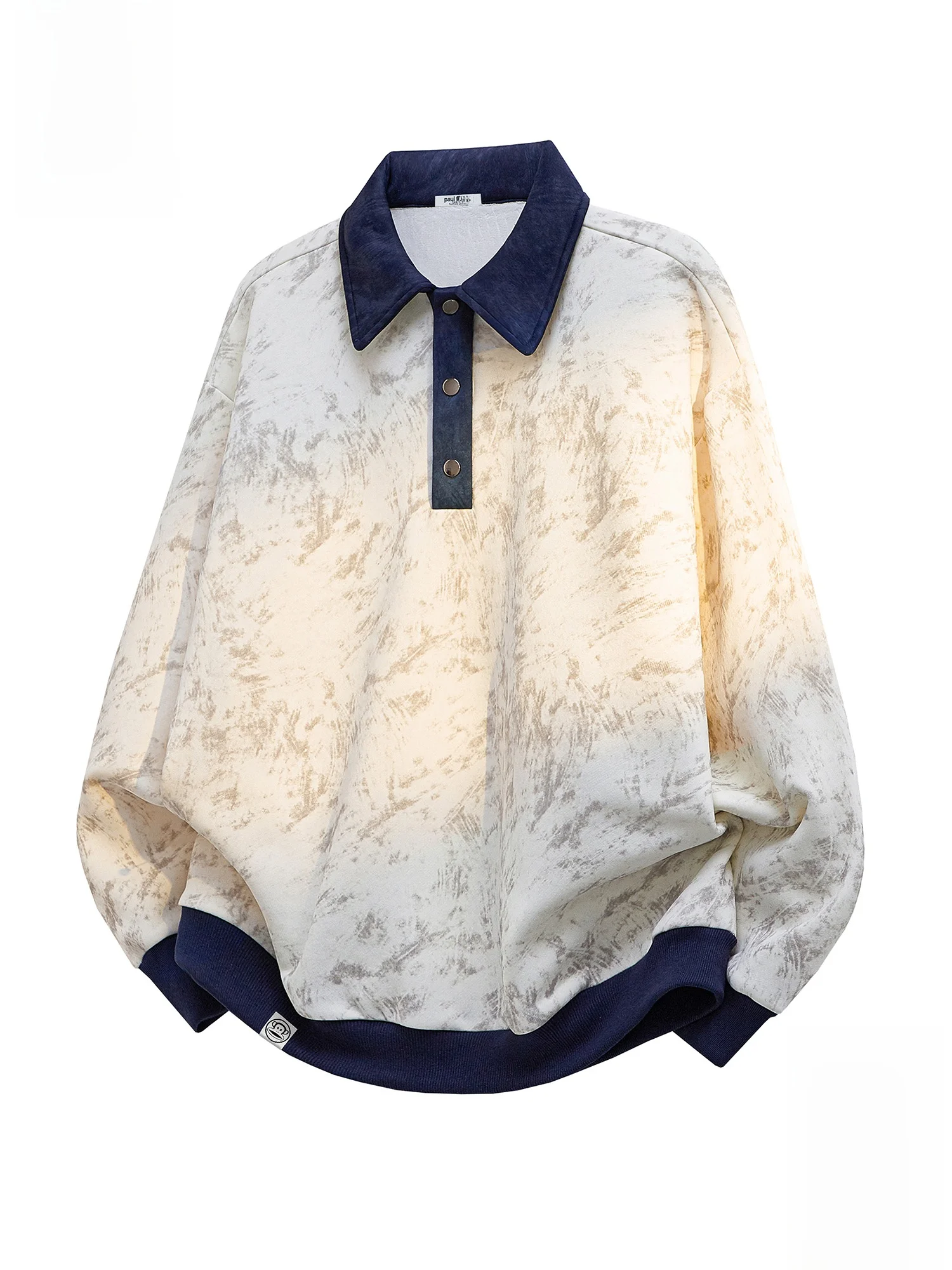 

Loose Casual Long Sve Tie Dye Sweatirt Monkey Collar Patchwork Spring Men's Faion Comfortable Polyester