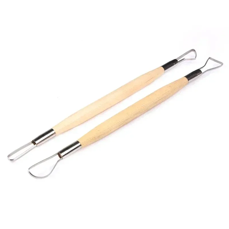 6PCS Wood Handle Pottery Clay Sculpture Carving Tool Double Heads Art Craft Wax Clay Sculpting Shaping Tools DIY Craft Set - Image 6