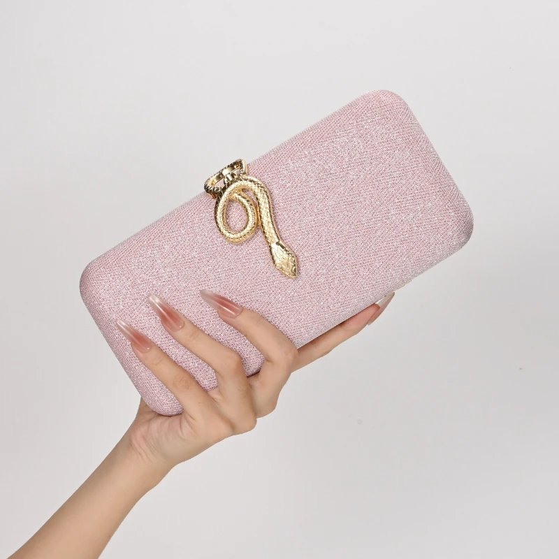 Light Pink Shinny Square Evening Bags Women's Sparkling Annual/wedding Party Clutch Handbag Glitter Box Purse Bolso Mujer
