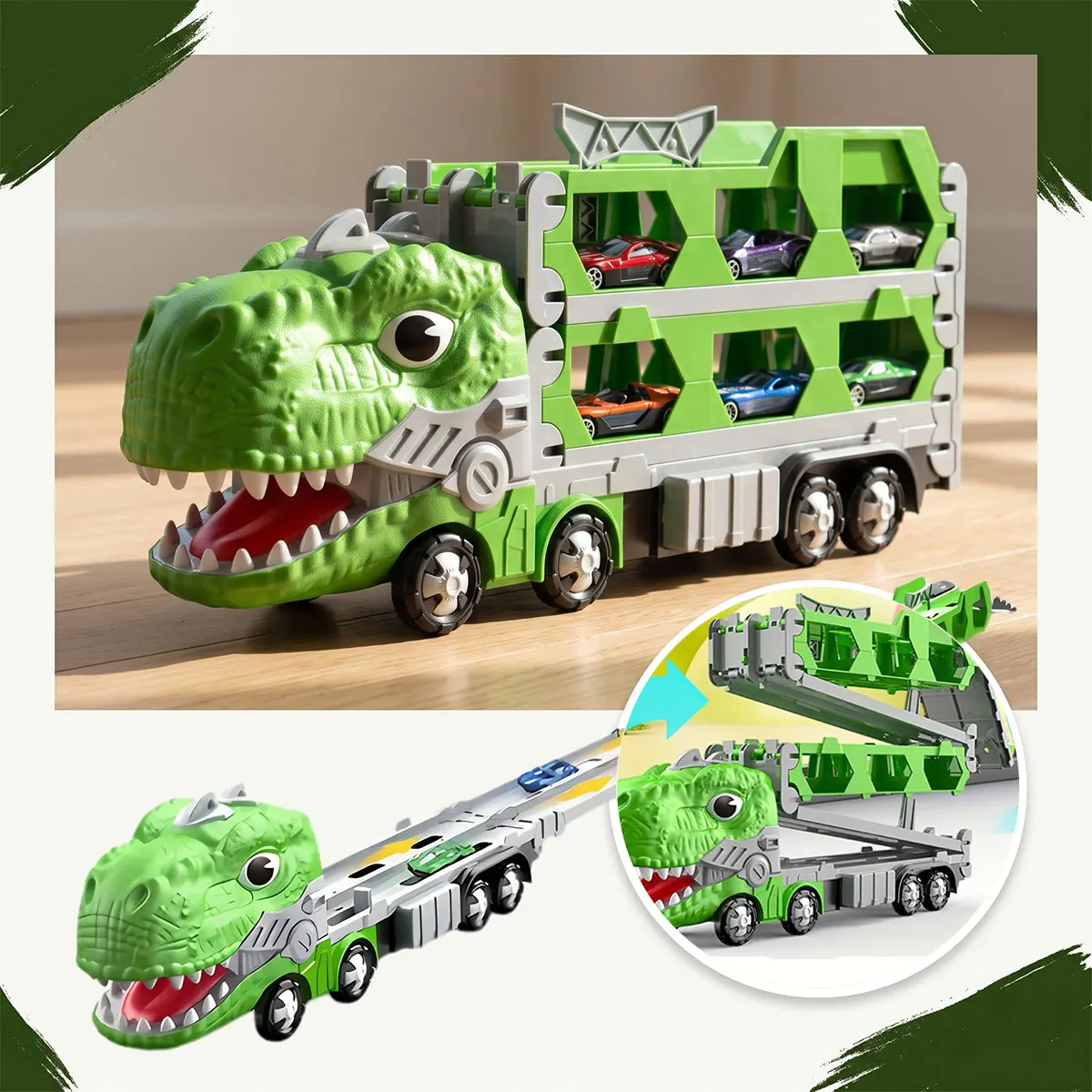 Transport Eject Truck Toy for Kid with 2/8 Cars  Race Track Folding Storage Carrier Play Vehicle Set Boy Gift
