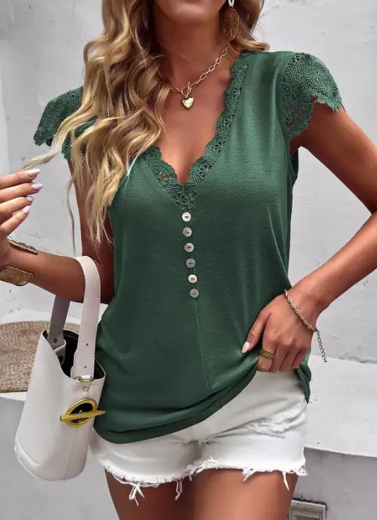 المرأة أفضل 2026 الربيع/الصيف الخامس الرقبة محبوك قميص نمط قصيرة الأكمام قميص بسيط التنقل الرجعية تي شيرت غير رسمي