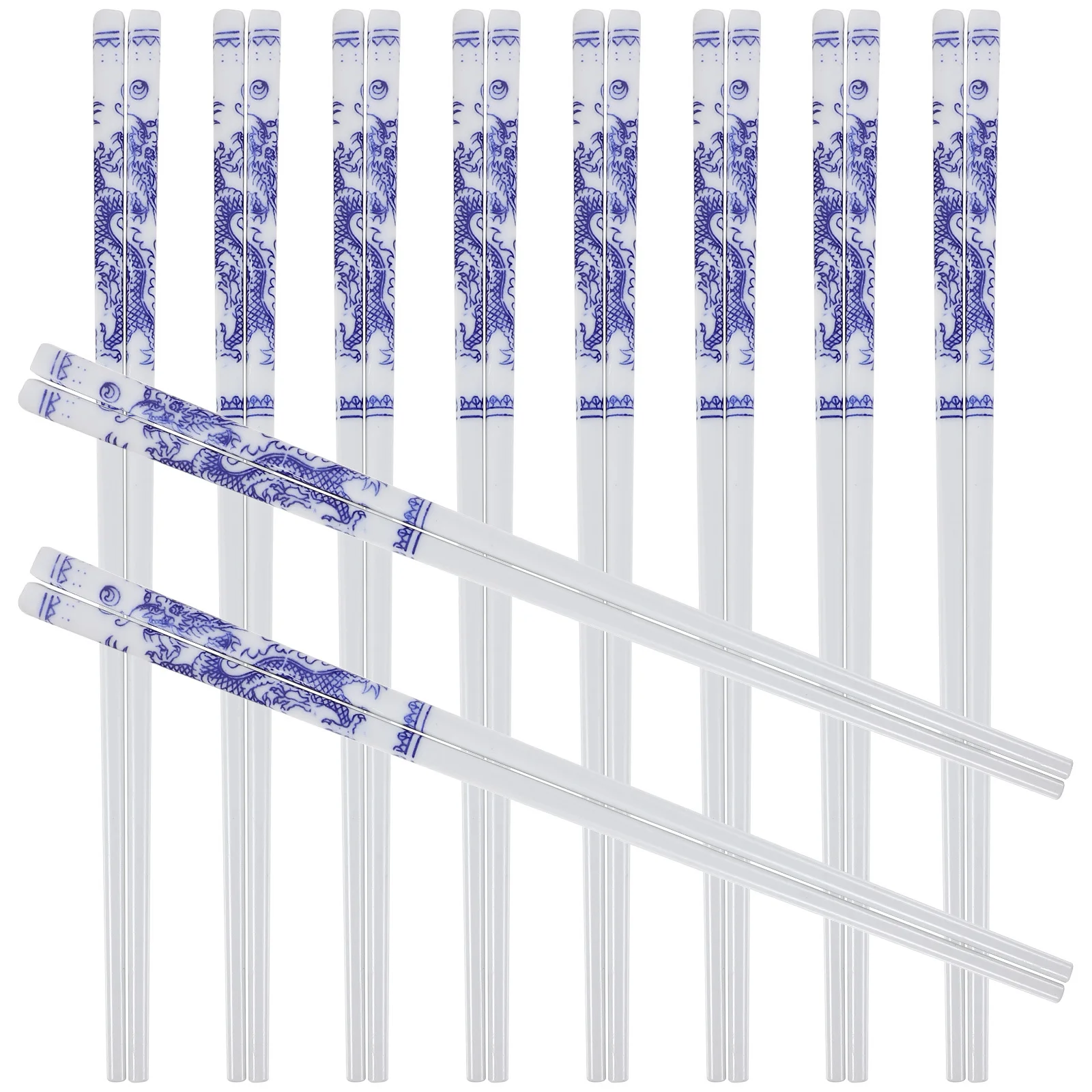 

10Pairs Blue and White Porcelain Chopsticks Ceramic Reusable Dinner Tableware Heat Resistant Dishwasher Safe Home Food