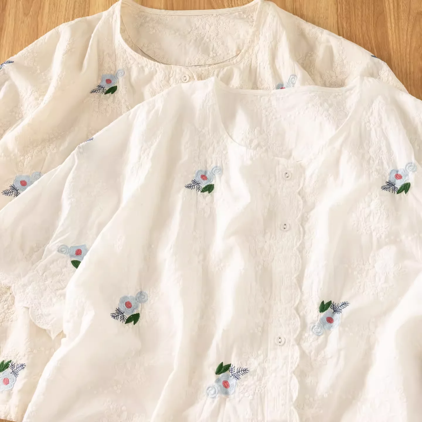 

Mexican style ethnic boho floral embroidered white beige shirts and blouses for women 100% summer short sleeve tops
