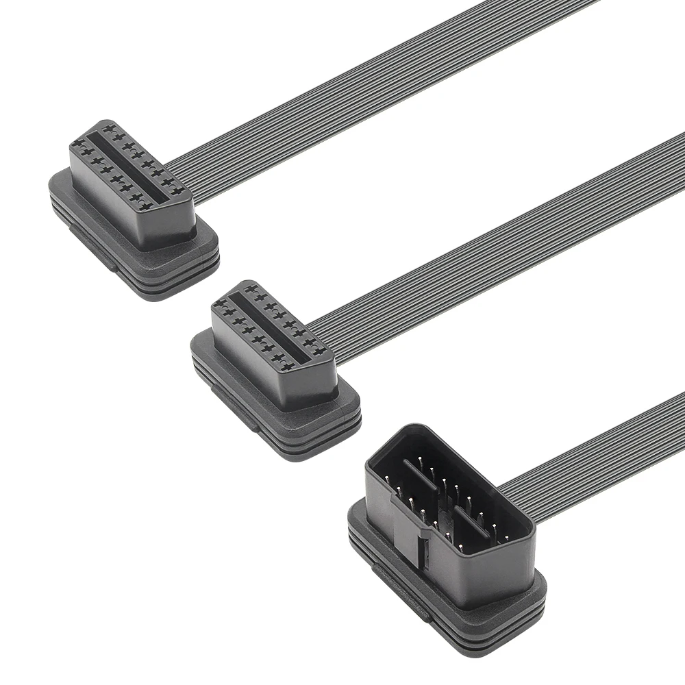 30 سنتيمتر obd2 كابل 16 دبوس Y الفاصل ذكر إلى أنثى شقة رقيقة مثل المعكرونة تمديد كابل 1 في 2 تحويل كابل obdii #3