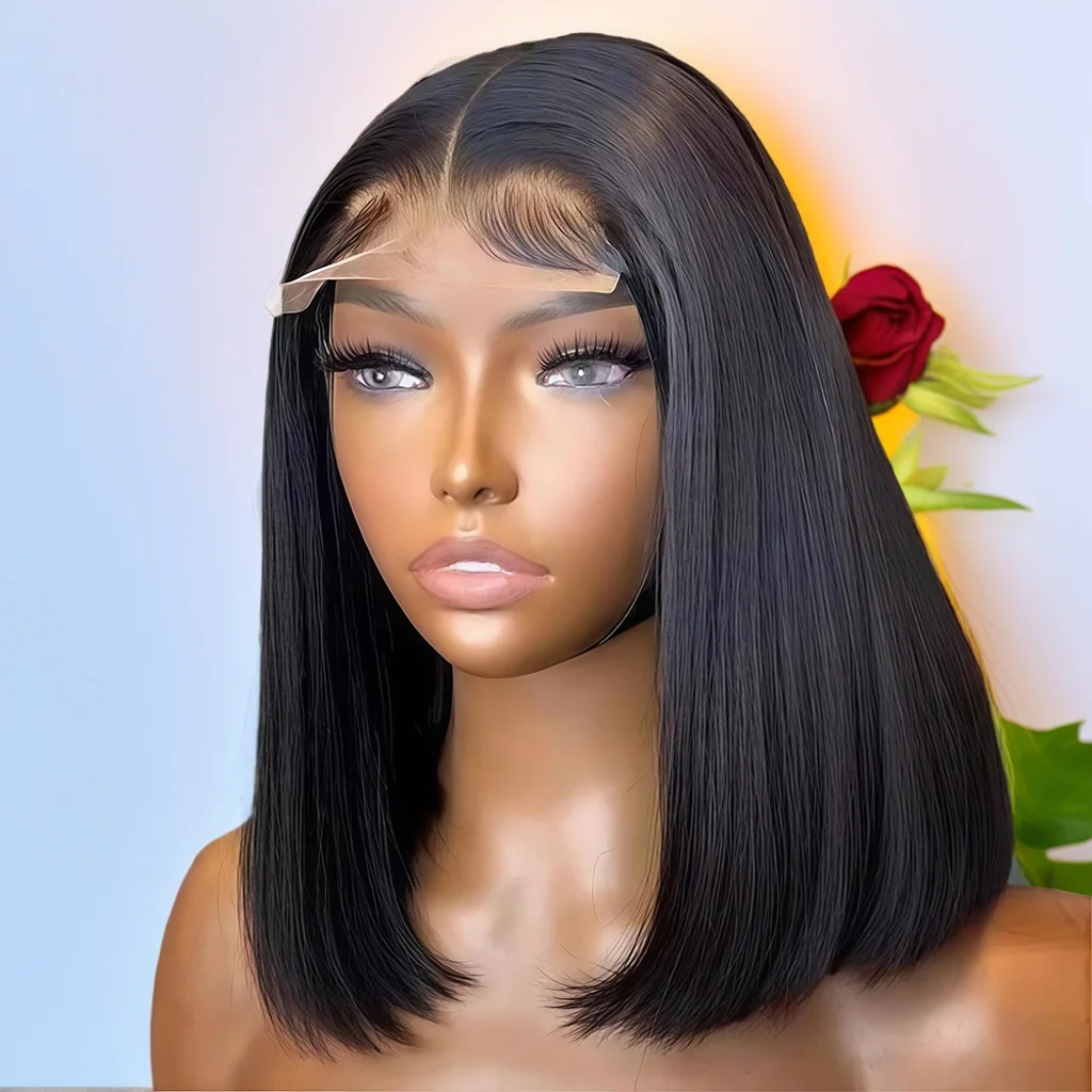 

Short Bob Wig Human Hair 180% Density 13x4 Lace Front Wigs Human Hair Brazilian Hair Straight Bob Wig For Black Women PrePlucked