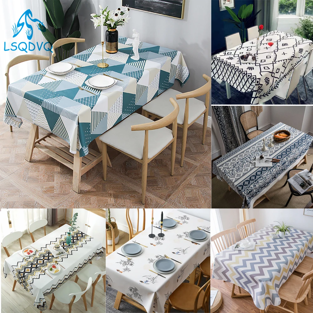 Nordic Style Simple Geometric Waterproof Tablecloth Rectangular Table Cloth Cover Dining Tablecloth Mantel Mesa