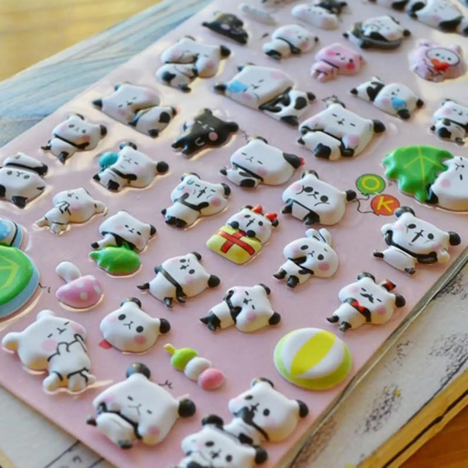 4 Sheets 3D Panda Stickers Cute Panda Relief Stickers Journaling Decals For Phone Case Notebook Laptop Scrapbooking Crafts Kids