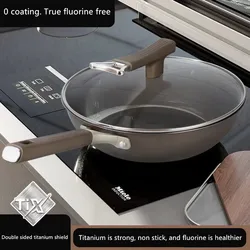 Titanium Stainless Steel Frying Pan Non-Stick Pan Uncoated Household Frying Pan Induction Cooker Gas Stove Specialized Frying