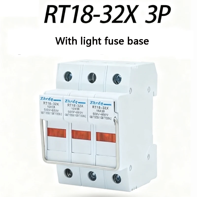 RT18-32X 3P rail type fuse with light fuse base compatible 10*38 Fuse Core RO15 R015 Electrical Circuit Breaker for Safety