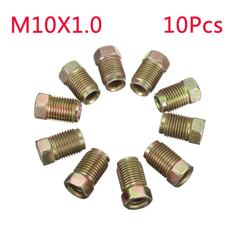 

10 шт. тормозная трубка M10 с резьбой M10x1,0, фитинги автомобильной тормозной магистрали 17 х 10 мм для стальной тормозной магистрали 3/16 дюйма для автомобилей, внедорожников, мотоциклов