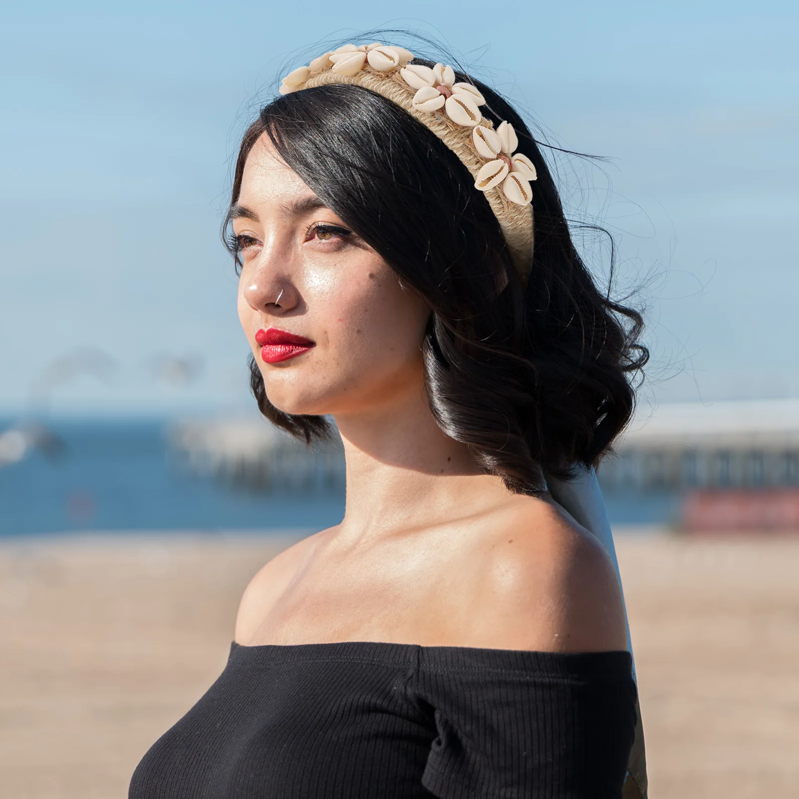 

1 шт., повязка на голову с ракушкой, модный свадебный обруч для волос, головной убор с широкими полями, удобные аксессуары для волос, женская вечерние свадебная повязка для волос