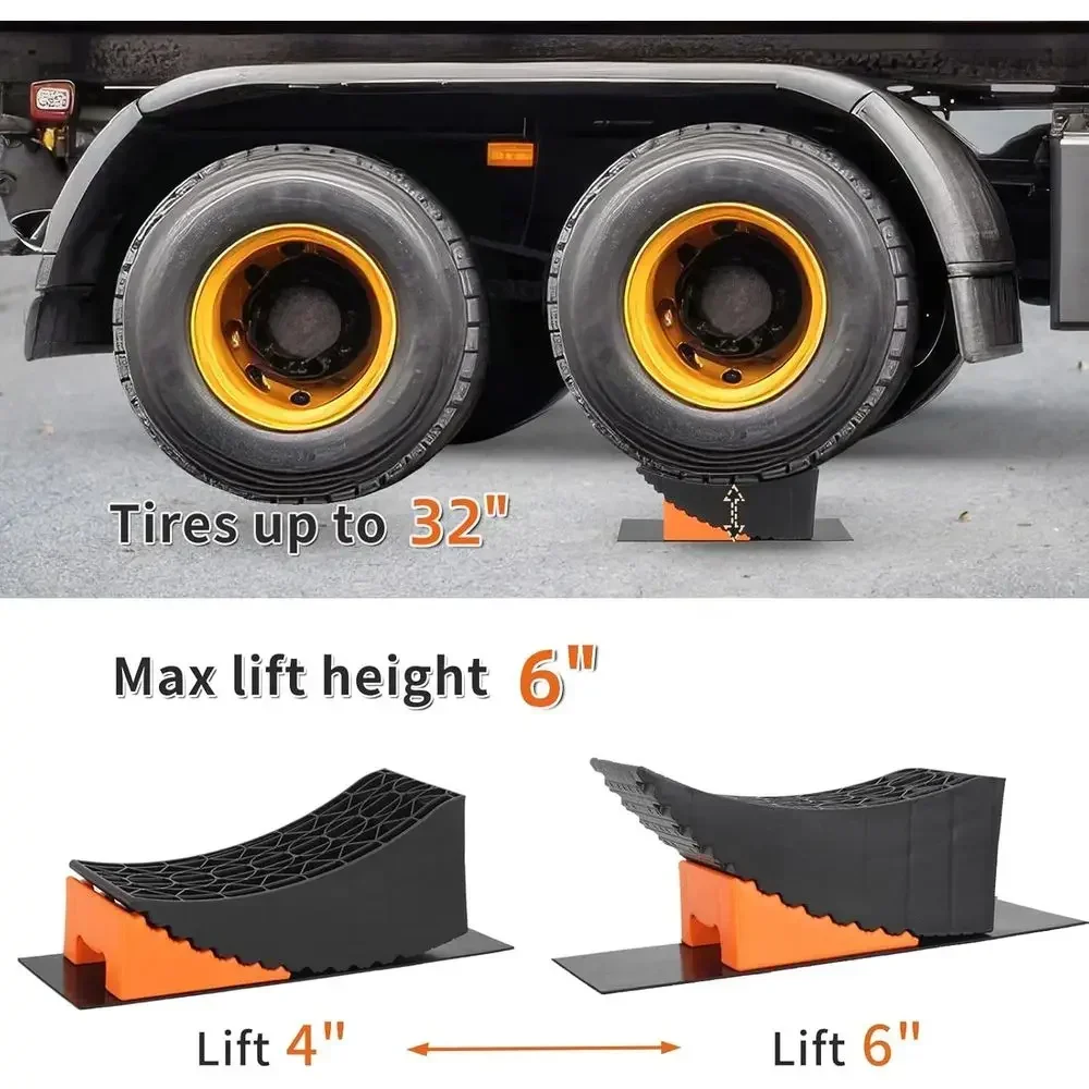 OULEME Raised Tire Change Ramp, Curved Leveling Blocks, for RV Camper Trailer Tire Lifts up to 6