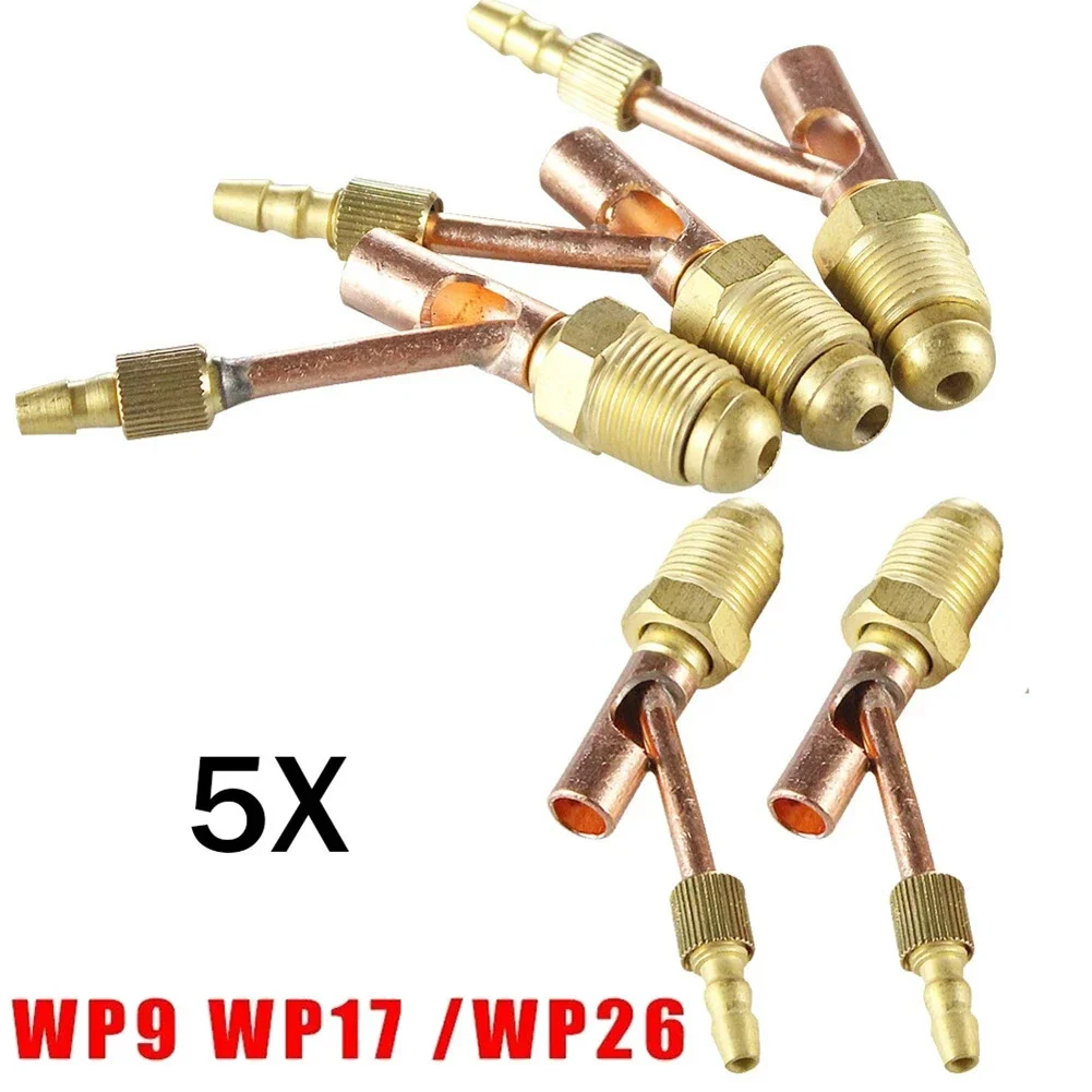 5x TIG Torch Cable Connector Set for WP9 WP17 WP26 Water Cooled Welding Torch Copper Male Gas Power Split Fitting
