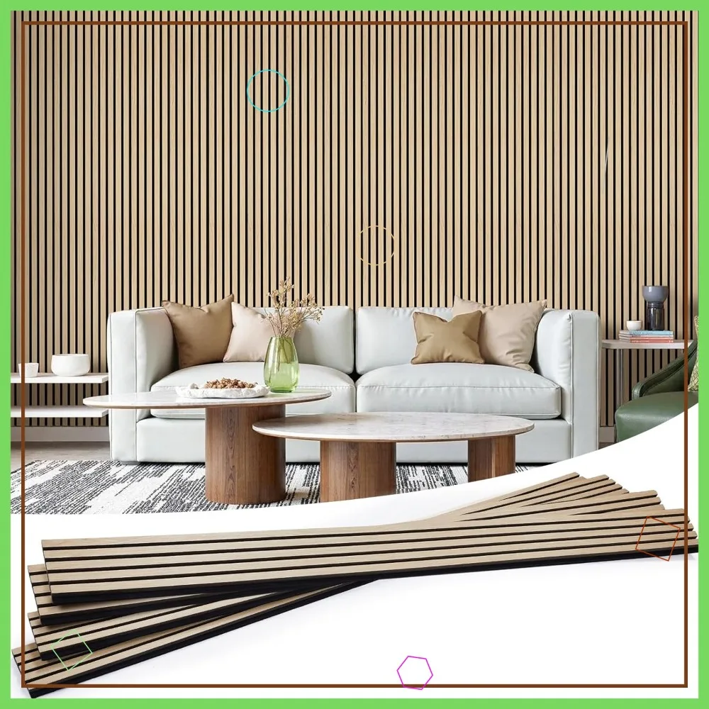 

Wood Slat Wall Panels 4 Pack 94.5"x7.9" Acoustic Soundproof 3D Fluted Interior Wall Decor Oak Cover 21 sq.ft