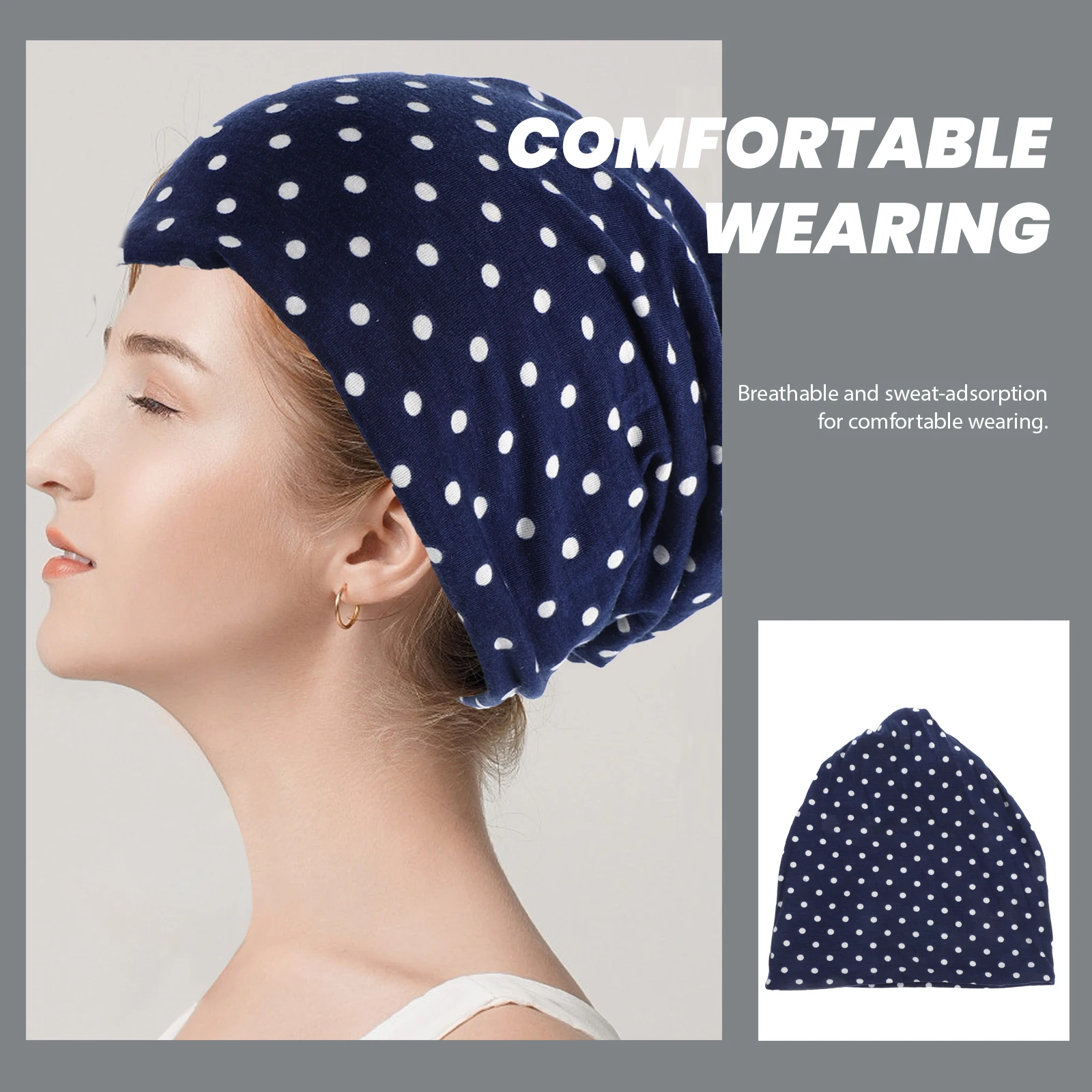 

Breathable Thin Cotton Chemotherapy Cap For Women Foldable Summer Maternity Sleeping Nurse Hat Hair Accessories Wrap Dot Pattern