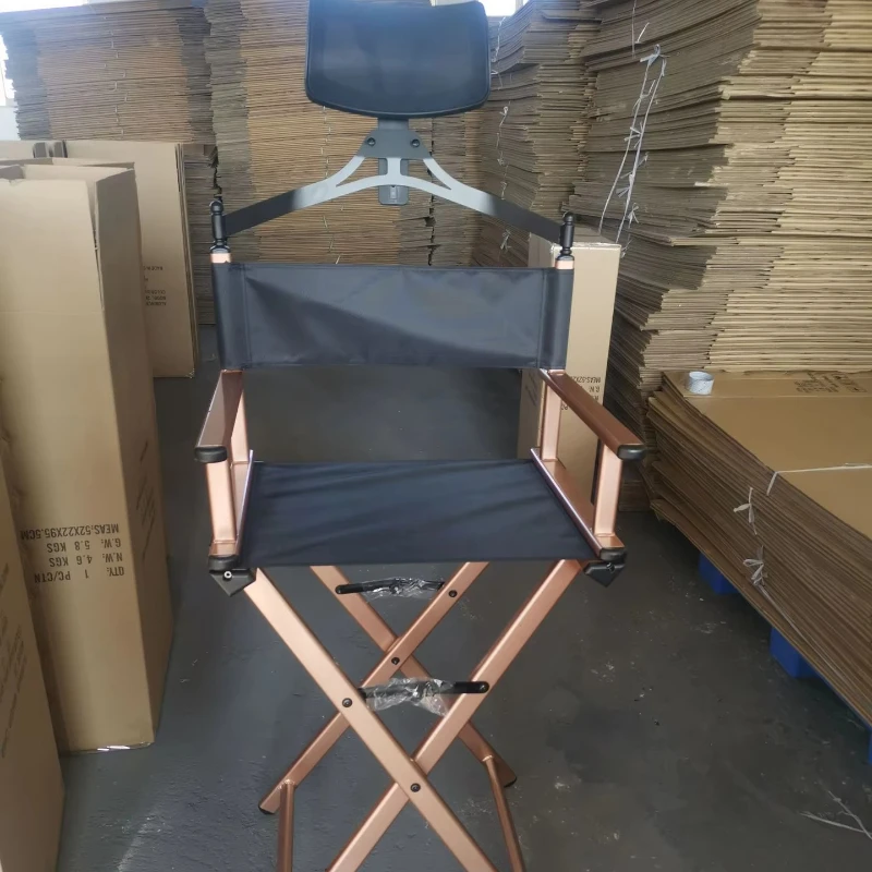 Best Ranking Professional Rose Gold Folding Aluminum Makeup Director's Chair Seat