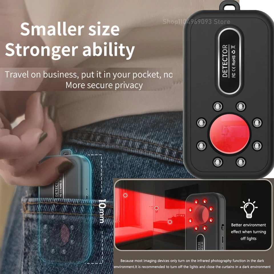 

Mini Portable Hidden Camera Detector Anti Surveillance Anti Candid Shooting Scanner Wireless Bug Finder Infrared Alarm Detector