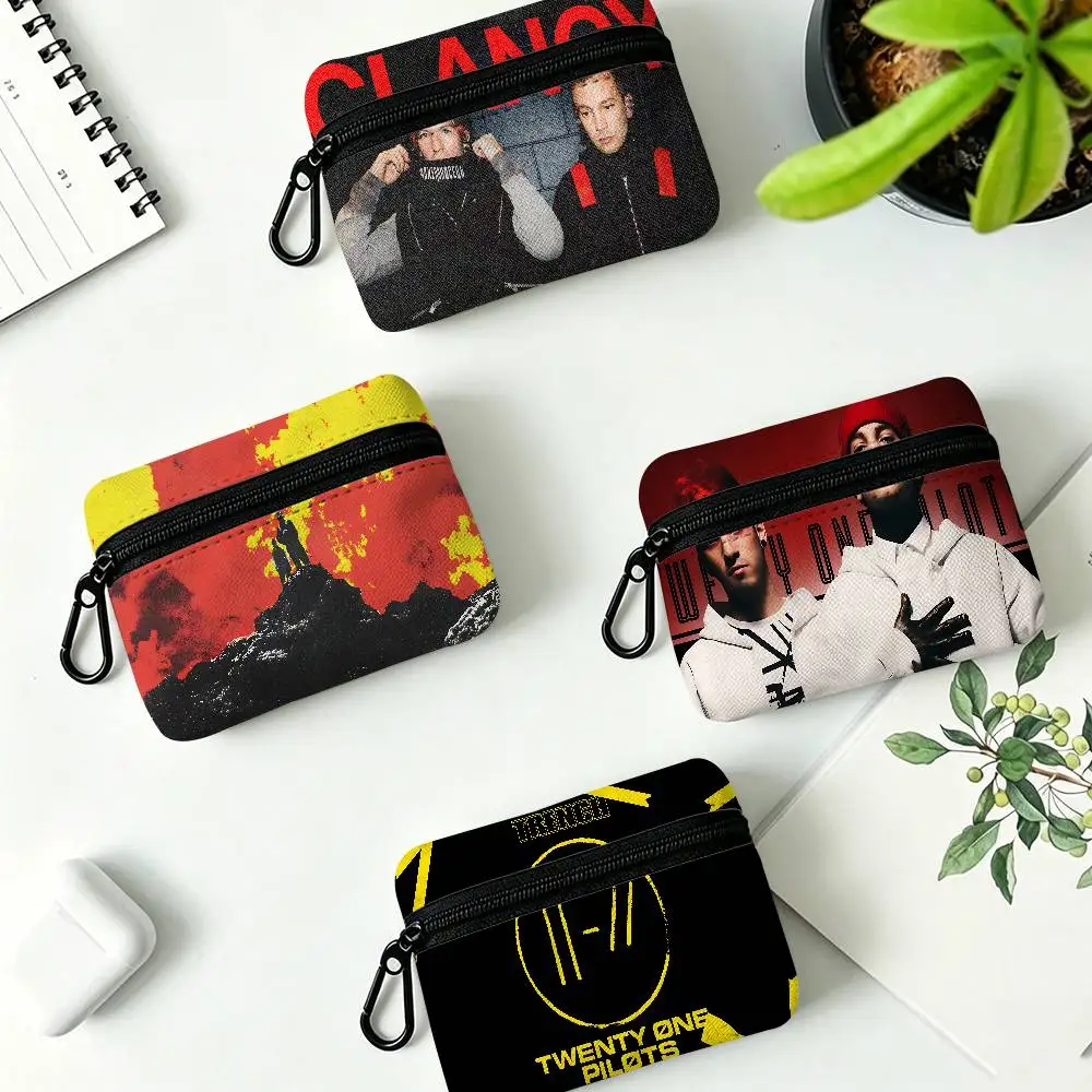 Popular Band T-Twenty One P-Pilots Wear-resistant Oxford Cloth Coin Purse Portable Backpack Hanging Card Storage Bag