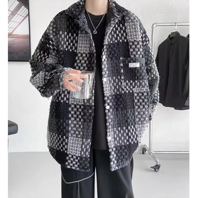 

Осень-зима, клетчатый тюнер большого размера, мужская повседневная свободная молодежная верхняя одежда, брендовая одежда для мальчиков-подростков