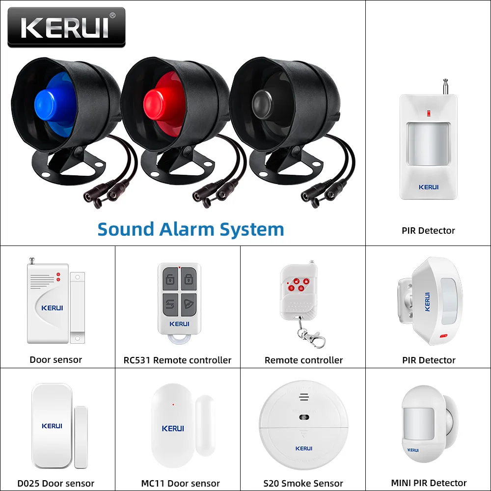 KERUI 120db Głośny głośnik Syrena Alarm System WIFI Tuya Alarm bezpieczeństwa w domu z czujnikiem ruchu Czujnik drzwi dla włamywacza domu
