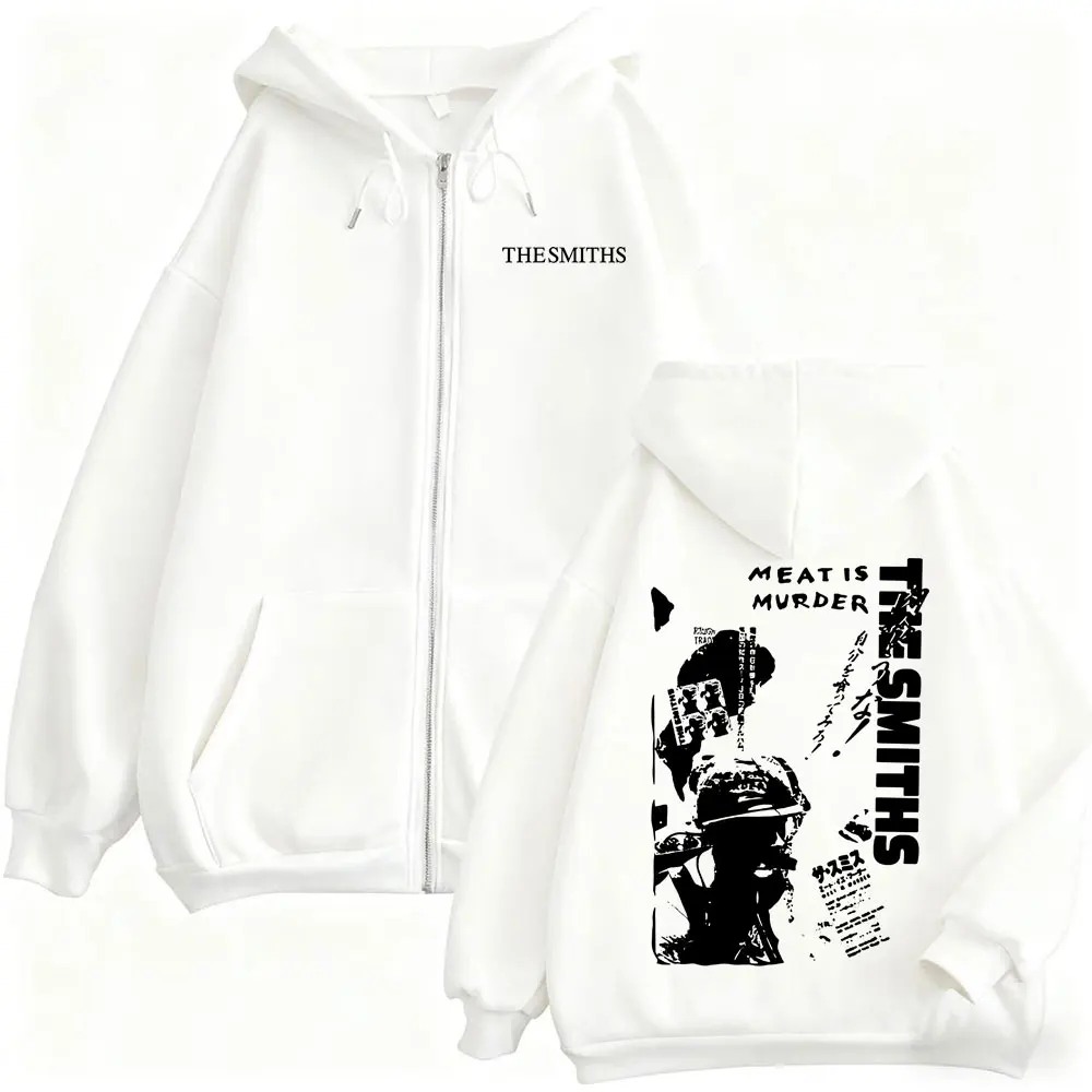 

Hot Rock Band The Smiths Meat Is Murder Zipper Hoodie Vintage Alternative 1980's Indie Morrissey Zip Up Jacket Streetwear Unisex