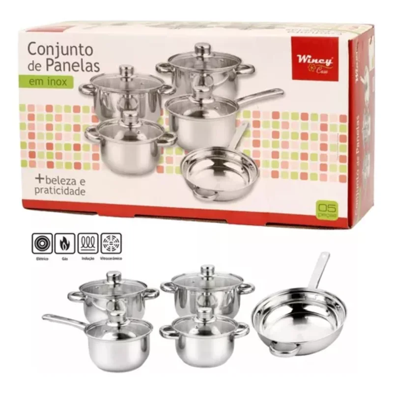 

Add to Wish List Stainless Cookware 5 Pieces C/lid Glass Steam Outlet Baking Cookware and Fryers