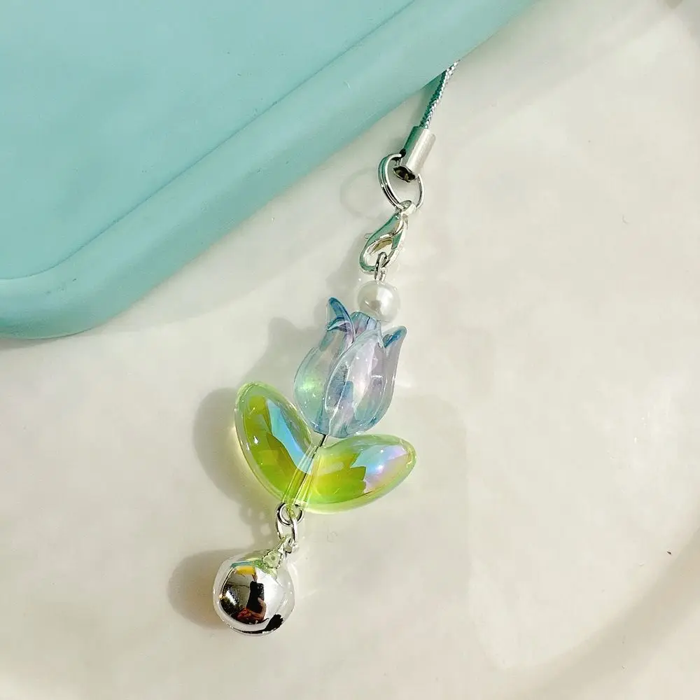 

Подвеска для телефона в стиле Y2K: цветы, тюльпаны, бусины, ручная работа, ремешок для мобильного телефона, кавайный стиль, украшение, подарок